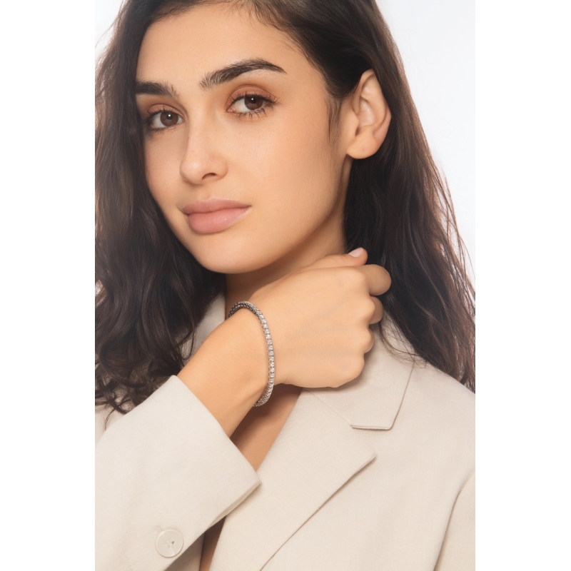 Elastisches Tennisarmband Weißgold 18k mit Diamanten 