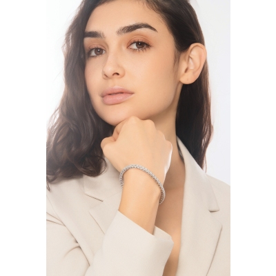 Elastisches Tennisarmband mit Diamanten Weißgold 750 