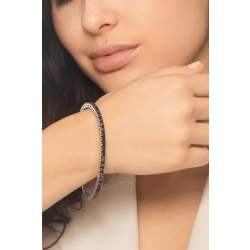Elastisches Tennisarmband schwarze Diamanten Weißgold 18K 2