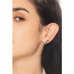 Ausgefallene Ohrringe Weißgold Saphir blau und Diamanten 2