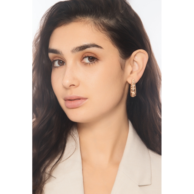 Ovale Ohrringe aus Roségold 18K mit Diamanten