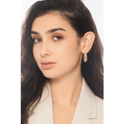 Ovale Ohrringe aus Roségold 18K mit Diamanten