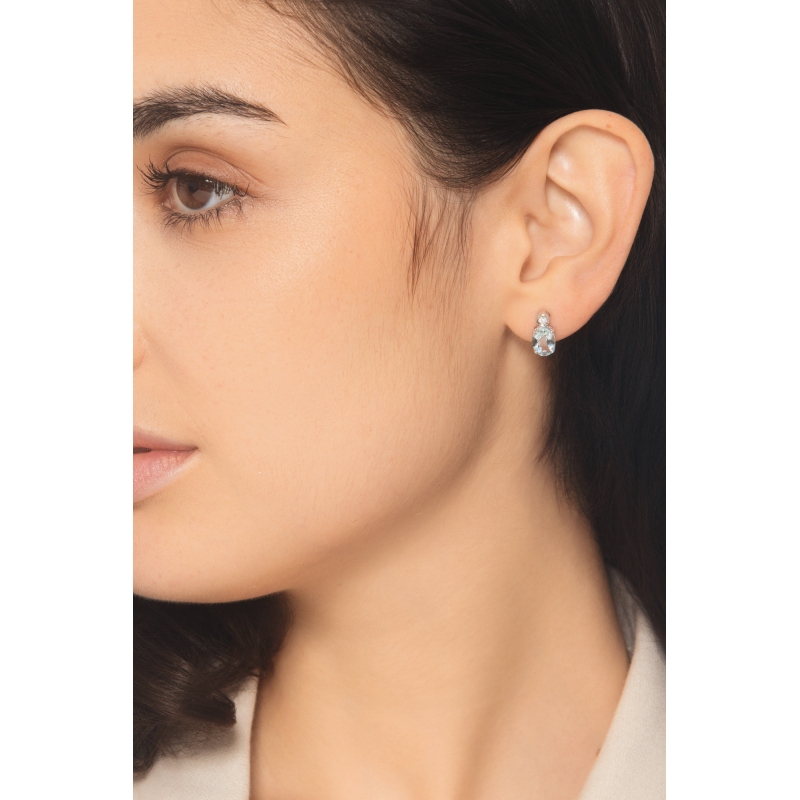 Ohrstecker Weißgold mit Aquamarin und Diamanten