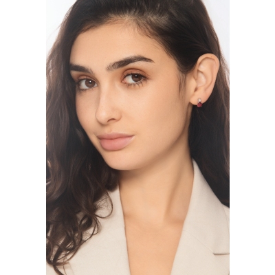 Rubin Ohrstecker mit Diamanten 750er Weißgold