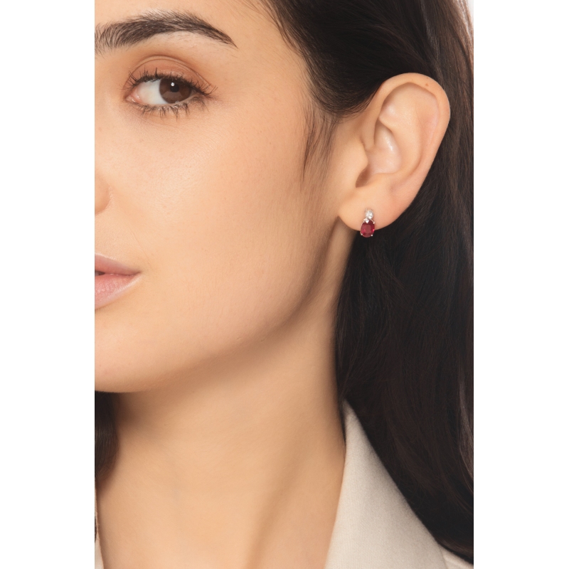 Rubin Ohrstecker mit Diamanten 750er Weißgold