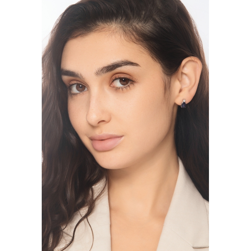 Saphir blau Ohrstecker mit Diamanten Weissgold