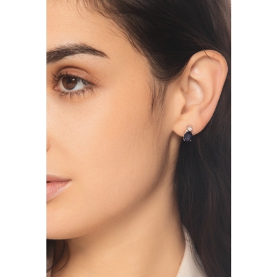 Saphir blau Ohrstecker mit Diamanten Weissgold