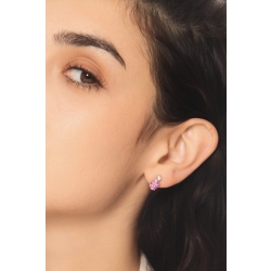 Rosa Saphir Weißgold Ohrstecker mit Diamanten 2