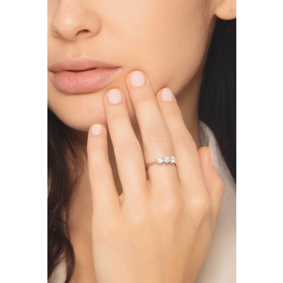 Drei Diamanten Damenring Weißgold 750