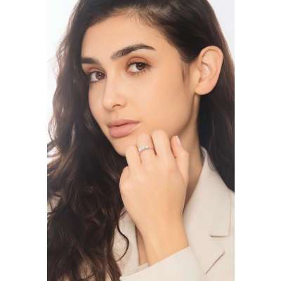 750er Weißgold drei Diamanten Ring 