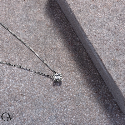 Diamant-Anhänger Solitär Weißgoldkette