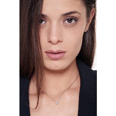 Diamant-Anhänger Solitär Weißgoldkette