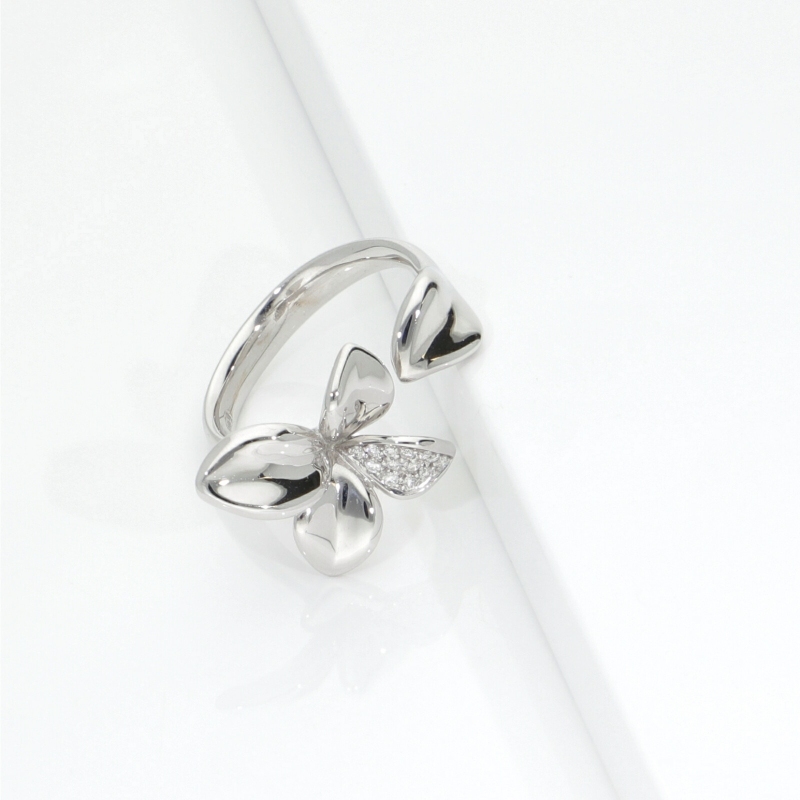 Offener Ring mit Diamant Blume Weissgold 750