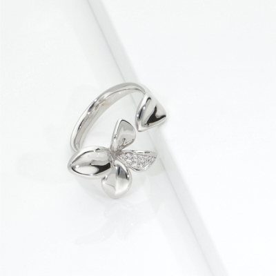 Offener Ring mit Diamant Blume Weissgold 750