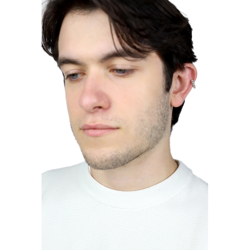 Rock Earcuff mit Nieten aus 18 Karat Weißgold