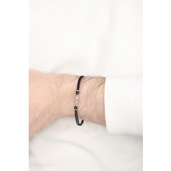 Schwarzes Armband mit Knoten Weissgold 2