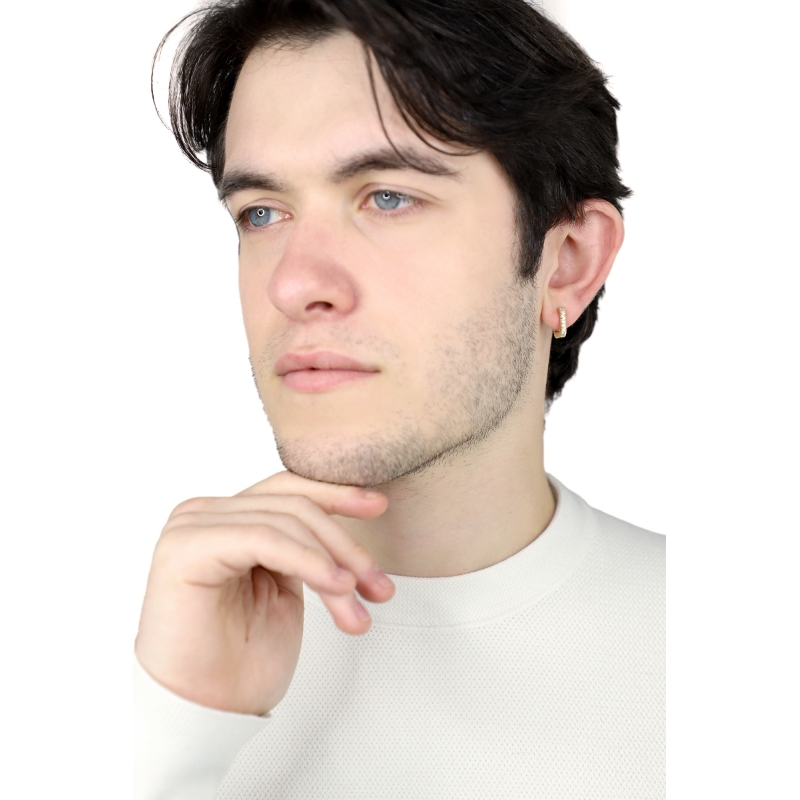 Ohrring einzeln Herren Diamanten Creole Gelbgold 18K