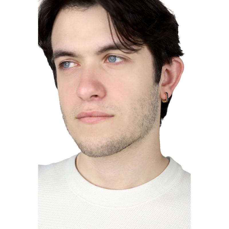 Einzelner Ohrring Gelbgold 18K schwarze Diamanten Herren