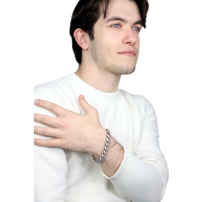 Iced Out Cuban Armband aus 750er Weißgold mit Diamanten