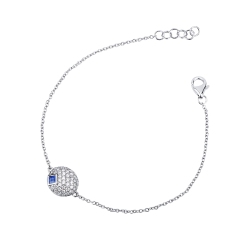 Armband mit ovalem Anhänger Diamanten Saphir blau