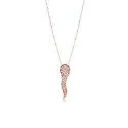 Roségold 18K Halskette mit Diamant-Hornanhänger 