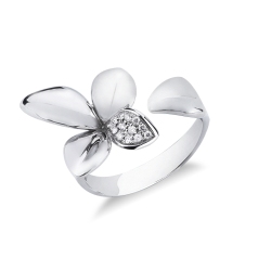Offener Ring mit Diamant Blume Weissgold 750