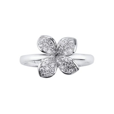 Blumen Ring Diamantring Weissgold 18K 