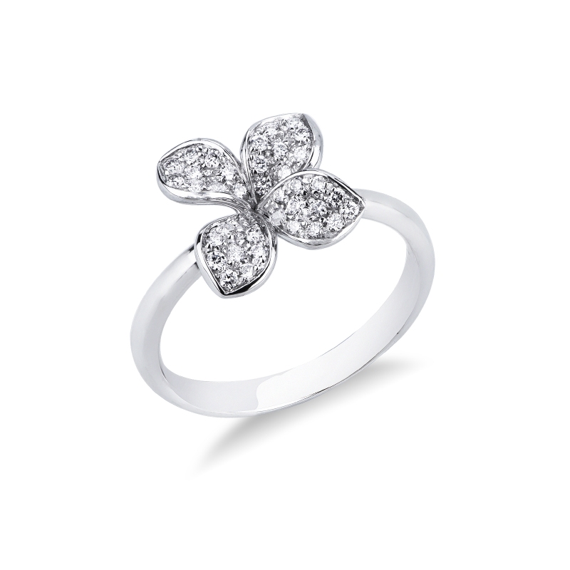 Blumen Ring Diamantring Weissgold 18K 