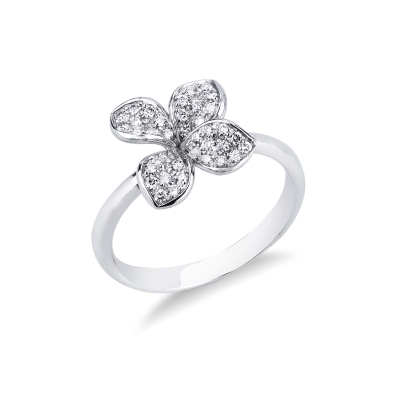Blumen Ring Diamantring Weissgold 18K 