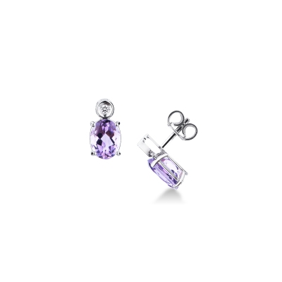 Amethyst Ohrstecker mit Diamanten Weißgold