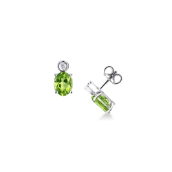 Ohrstecker Weißgold 18K mit Peridot und Diamanten