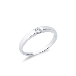 Solitärring Spannfassung Weißgold mit 0.10 kt Diamant