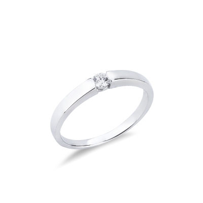 Solitärring Spannfassung Weißgold mit 0.10 kt Diamant
