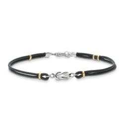 Schwarzes Armband mit Knoten Weissgold