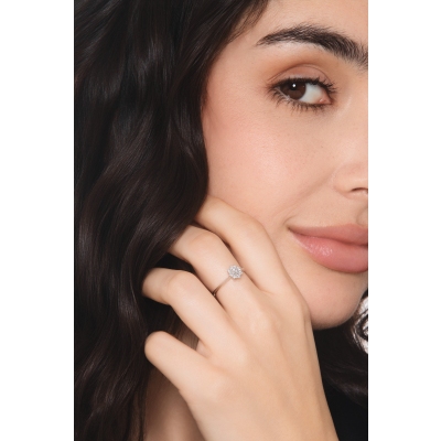 Blumenring aus 18k Weißgold mit Diamanten 