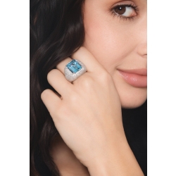 Bandring Weißgold mit Diamanten und Aquamarin 2