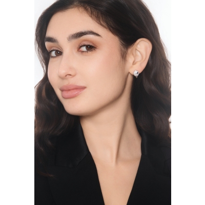 Pavé Ohrringe Diamanten mit Saphir blau Weißgold