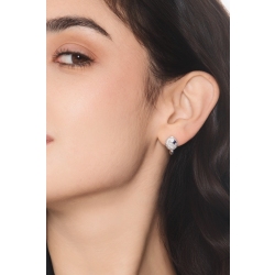 Pavé Ohrringe Diamanten mit Saphir blau Weißgold 2