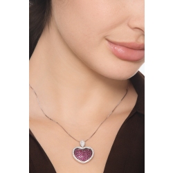Herzkette Weißgold 18k mit Rubinen und Diamanten  2