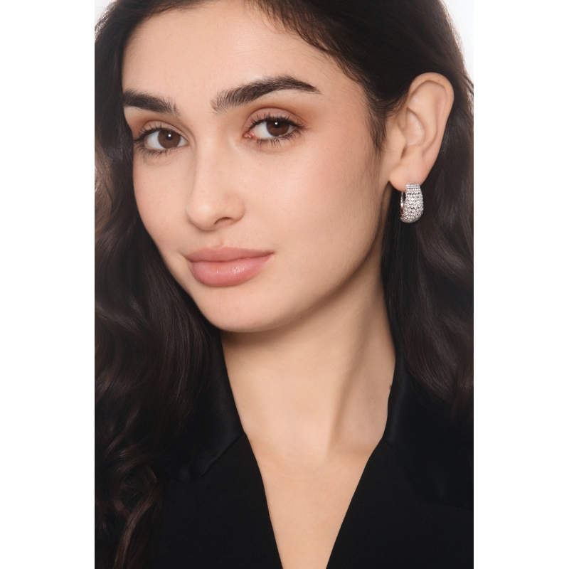 Weißgold Designer Creolen mit Diamanten