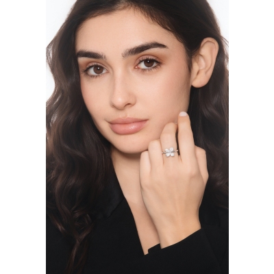 Blumen Ring Diamantring Weissgold 18K 