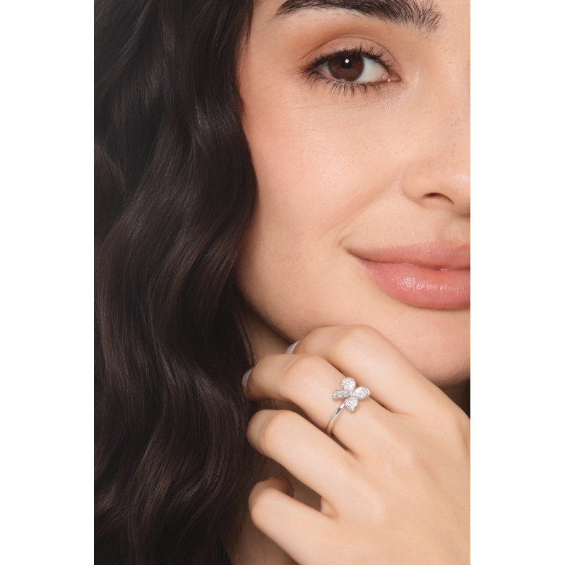Blumen Ring Diamantring Weissgold 18K 