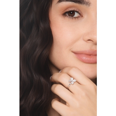 Blumen Ring Diamantring Weissgold 18K 