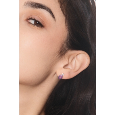Amethyst Ohrstecker mit Diamanten Weißgold