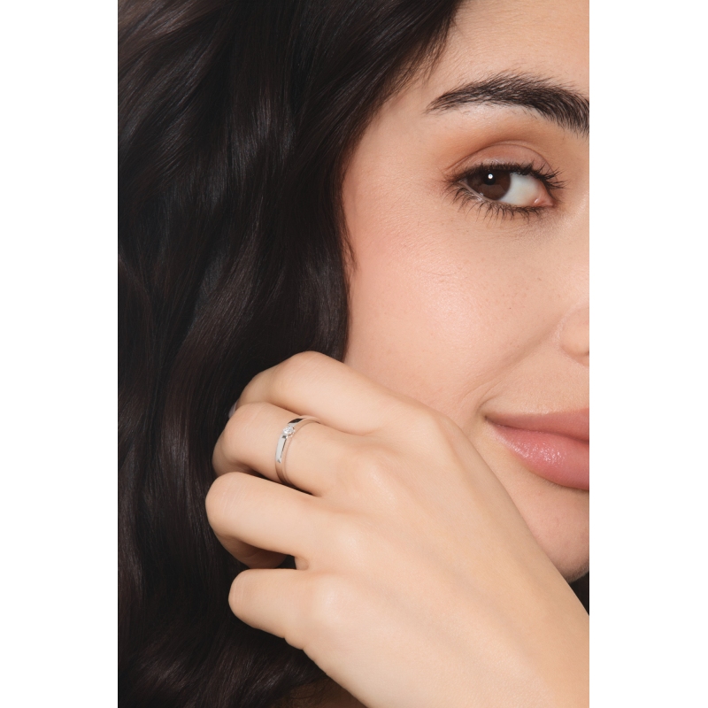 Solitärring Spannfassung Weißgold mit 0.10 kt Diamant