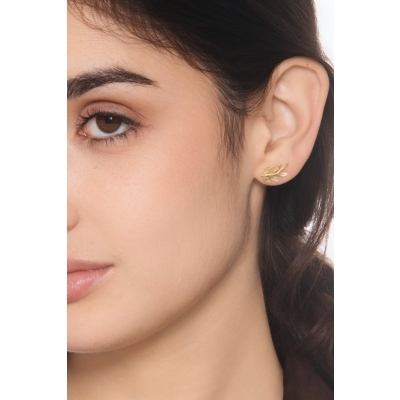 Blatt-Ohrstecker 18 Karat Gelbgold