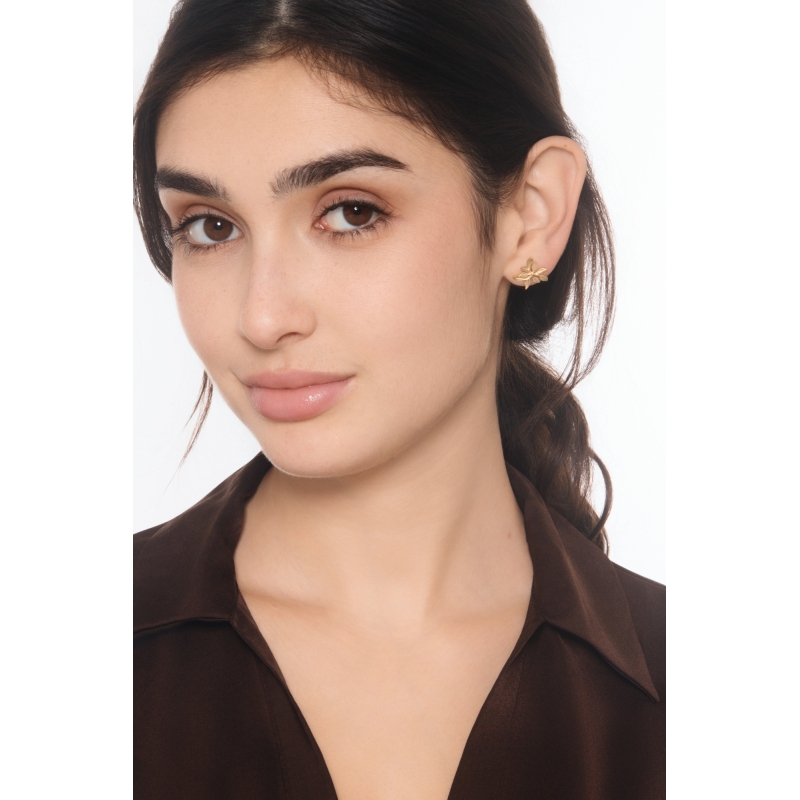 Blatt-Ohrringe aus Gelbgold 18k