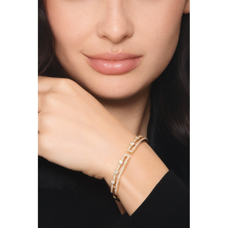 Gelbgold 750 halbstarres Armband mit Diamanten