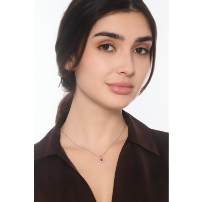 Halo Kette Rubin Diamanten Weißgold 750