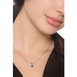 Halo Kette Saphir und Diamanten Weißgold 18K 2